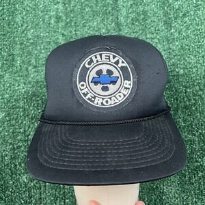 Vintage Chevy Off-Roader Trucker Hat Black Mesh Snapback Cap Mens Adjustable 80s